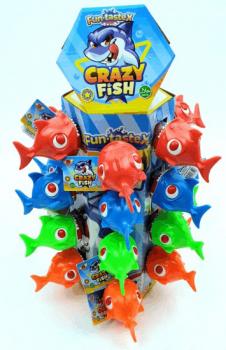 FUN-Tastex CRAZY FISH Mix hard Candy Strawberry geschmack 3/f 15g im 24er Tower